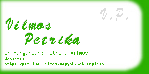 vilmos petrika business card